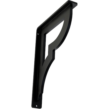 Ekena Millwork Bradford Wrought Iron Bracket, (Single center brace), Powder Coated Black 1 1/2"W x 7 1/2"D x 10"H BKTM01X07X10SBR